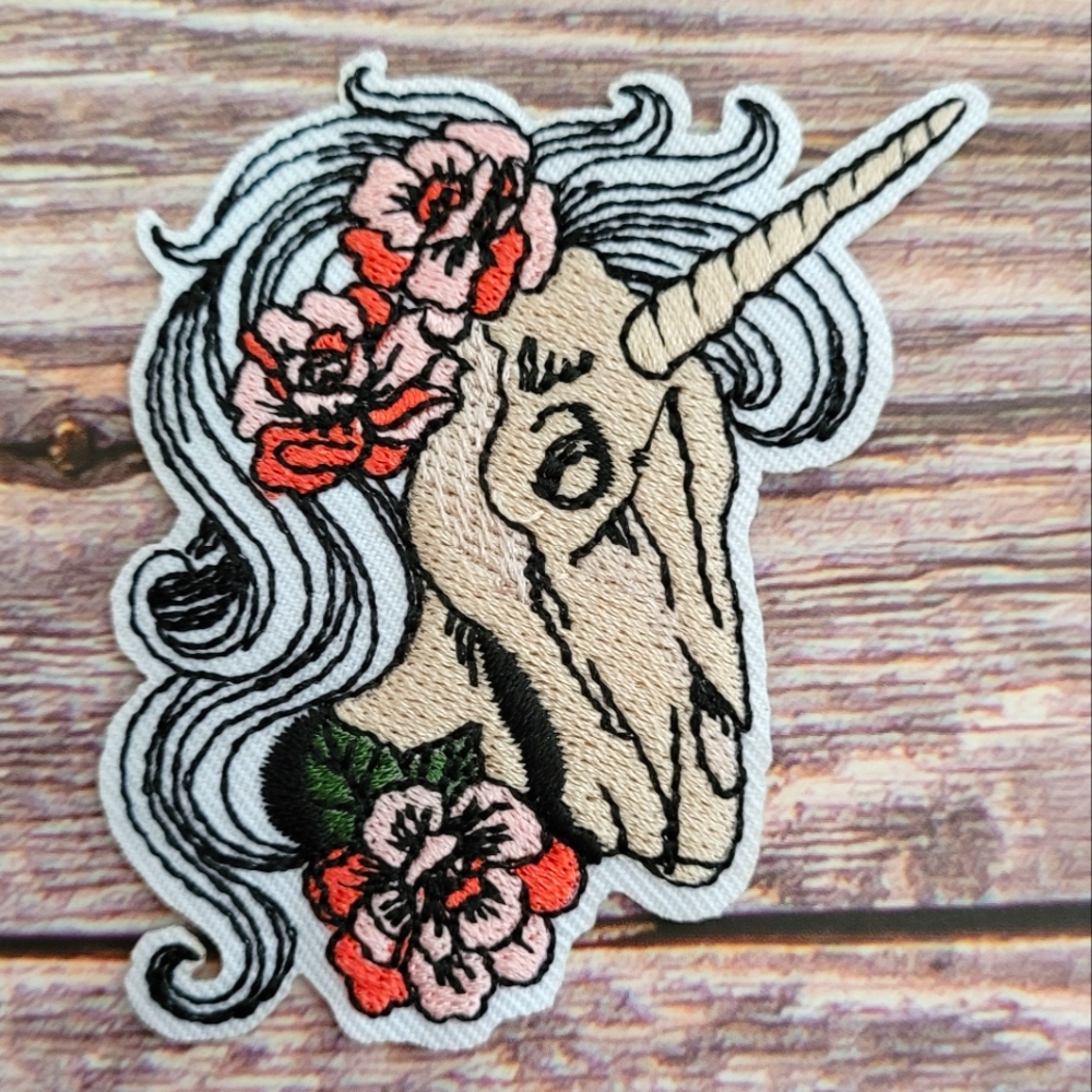 Unicorn Gothic Witchy Skull Magical New Age Boho Hippie Fantasy Iron on Patch